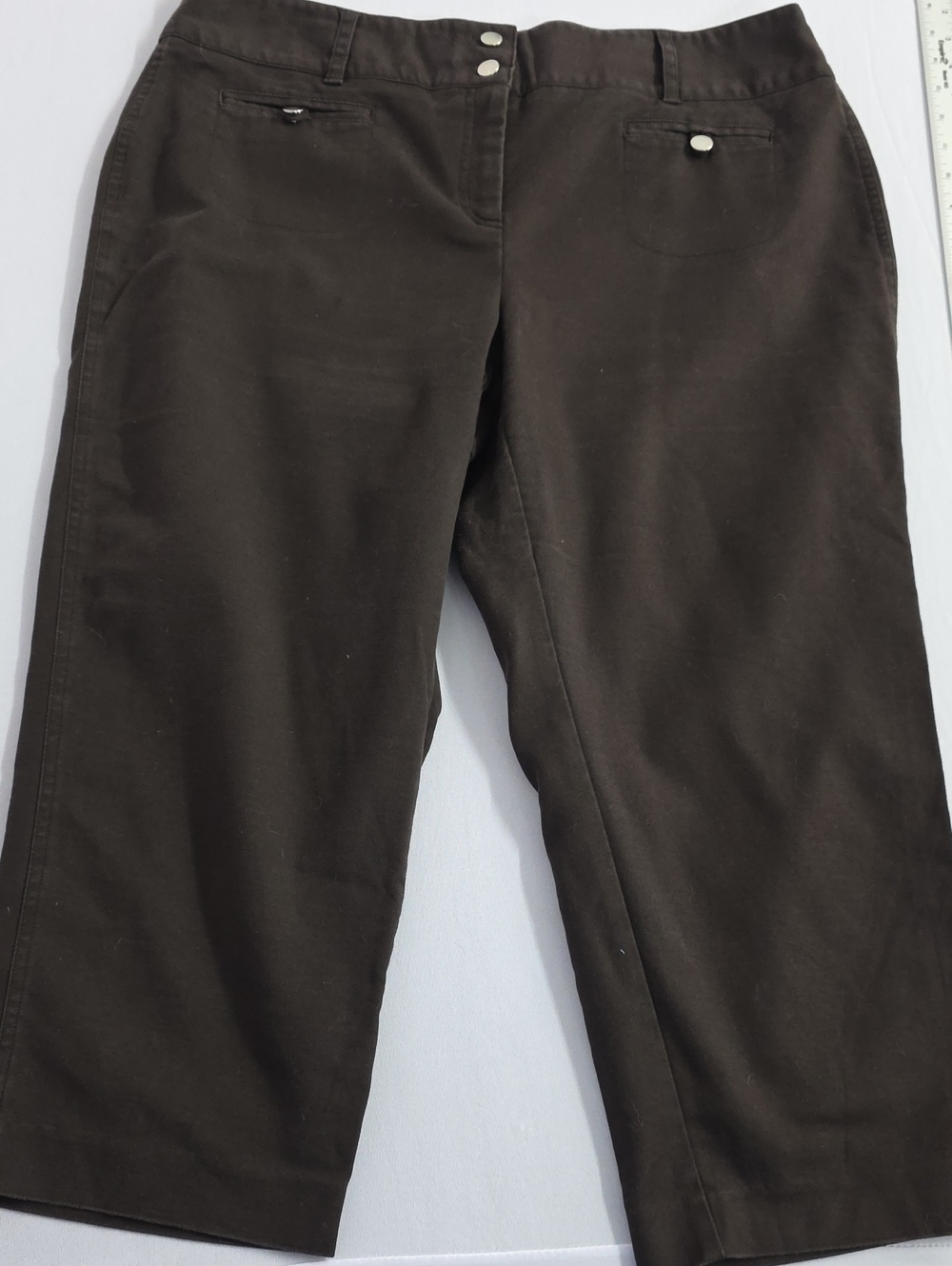 Style & Co Chocolate Brown Stretch Capris Pants Size 16
